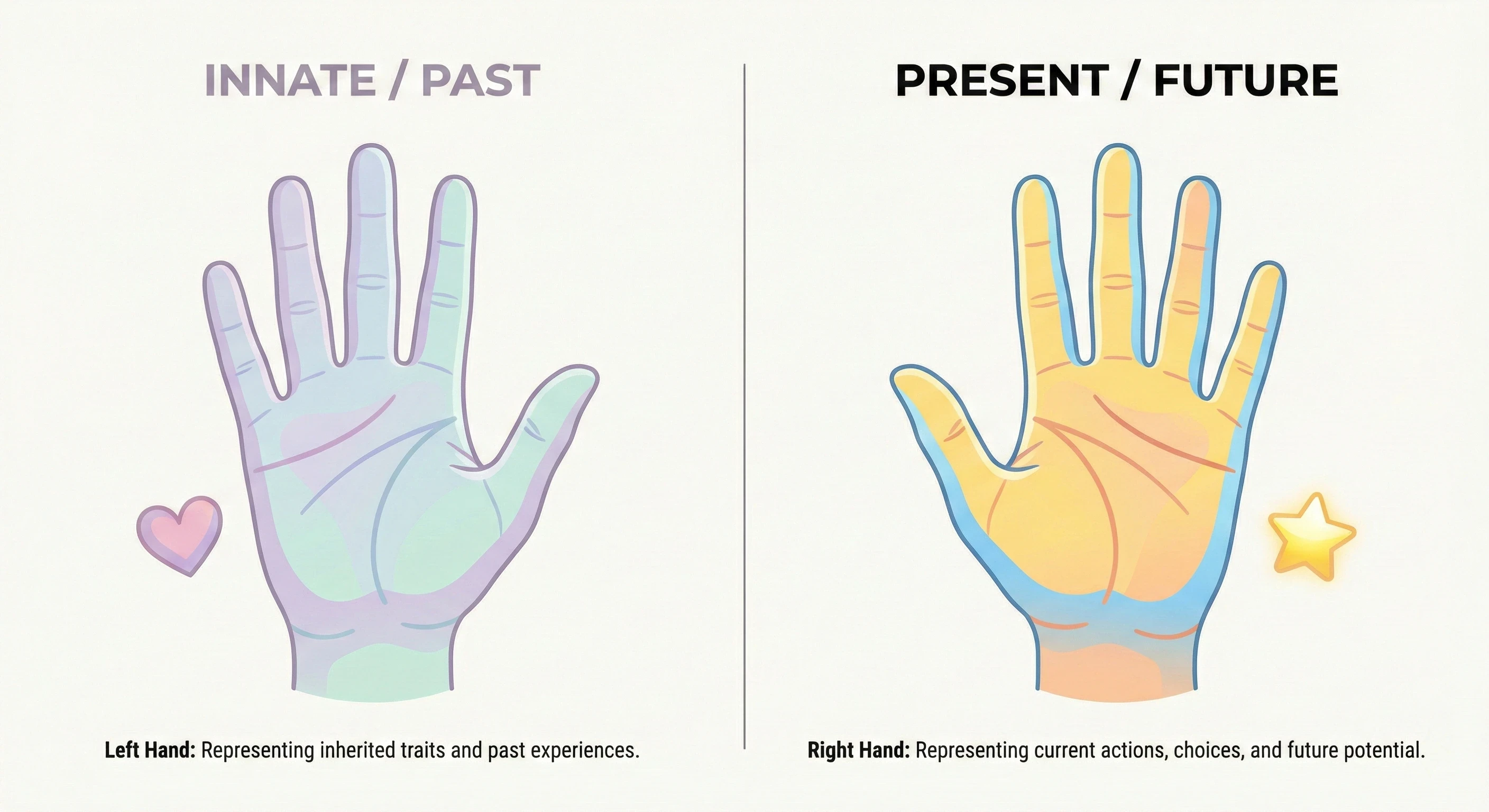 손금 읽는 순서를 단계별로 보여주는 인포그래픽